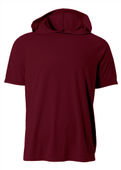 A4 Mens Cooling Performance Short Sleeve Hood Tee MAROON Front