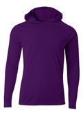 A4 Mens Cooling Performance Long Sleeve Hood Tee PURPLE 2011 Front