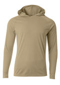 A4 Mens Cooling Performance Long Sleeve Hood Tee SAND Front