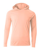 A4 Mens Cooling Performance Long Sleeve Hood Tee SALMON Front