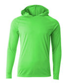 A4 Mens Cooling Performance Long Sleeve Hood Tee SAFETY GREEN Front
