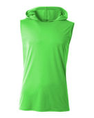 A4 Mens Cooling Performance Sleeveless Hood Tee SAFETY GREEN Front