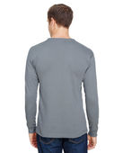 Bayside Unisex Union-Made LS Pocket Crew Tee CHARCOAL Back