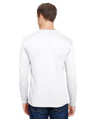 Bayside Unisex Union-Made LS Pocket Crew Tee WHITE Back