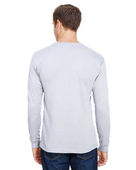 Bayside Unisex Union-Made LS Pocket Crew Tee ASH Back