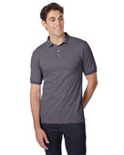 Hanes Mens 50/50 EcoSmart Jersey Knit Polo 054 CHARCOAL HEATHER Pocket