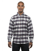 Burnside Men's Plaid Flannel Shirt B8210 WHITE/ RED Pocket
