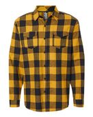 Burnside Men's Plaid Flannel Shirt B8210 GOLD/ BLACK Pocket