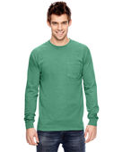 Comfort Colors Adult Heavyweight RS Long-Sleeve Pocket T-Shirt C4410 ISLAND GREEN Pocket