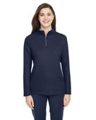 Core 365 Ladies' Fusion ChromaSoft Pique Quarter-Zip CE405W CLASSIC NAVY Pocket