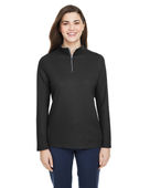 Core 365 Ladies' Fusion ChromaSoft Pique Quarter-Zip CE405W BLACK Pocket