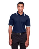 Devon & Jones Men's CrownLux Performance Plaited Tipped Polo DG20C NAVY/ WHITE Pocket