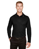 Devon & Jones CrownLux Performance Men's Plaited Long Sleeve Polo DG20L BLACK Pocket