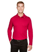 Devon & Jones CrownLux Performance Men's Plaited Long Sleeve Polo DG20L RED Pocket