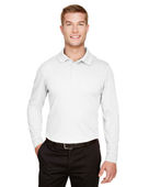 Devon & Jones CrownLux Performance Men's Plaited Long Sleeve Polo DG20L WHITE Pocket