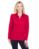Devon & Jones CrownLux Performance Ladies' Plaited Long Sleeve Polo DG20LW RED Pocket