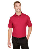 Devon & Jones CrownLux Performance Men's Address Melange Polo DG22 RED HEATHER Pocket