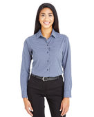 Devon & Jones CrownLux Performance Ladies' Tonal Mini Check Shirt DG535W NAVY Pocket