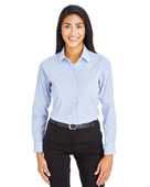 Devon & Jones CrownLux Performance Ladies' Micro Windowpane Shirt DG540W FRENCH BLUE/ WHT Pocket