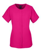 Devon & Jones Ladies' Perfect Fit Short-Sleeve Crepe Blouse DP612W CROWN RASPBERRY Pocket