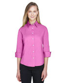 Devon & Jones Ladies' Perfect Fit 3/4-Sleeve Stretch Poplin Blouse DP625W CHARITY PINK Pocket
