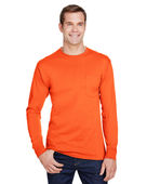 Hanes Adult Workwear Long-Sleeve Pocket T-Shirt W120 SAFETY ORANGE Pocket