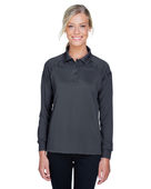 Harriton Ladies' Advantage Snag Protection Plus Long-Sleeve Tactical Polo M211LW DARK CHARCOAL Pocket