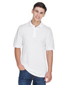 Harriton Men's 5.6 oz. Easy Blend Polo M265 WHITE Pocket