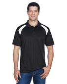 Harriton Adult 4 oz. Polytech Colorblock Polo M318 BLACK/ WHITE Pocket