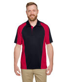 Harriton Men's Advantage Snag Protection Plus IL Colorblock Polo M385 BLK/ RED/ D CHRC Pocket