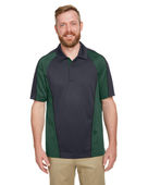 Harriton Men's Advantage Snag Protection Plus IL Colorblock Polo M385 D CH/ D GRN/ BLK Pocket