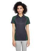 Harriton Ladies' Advantage Snag Protection Plus IL Colorblock Polo M385W D CH/ D GRN/ BLK Pocket
