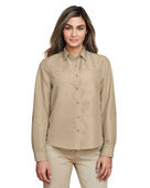 Harriton Ladies' Key West Long-Sleeve Performance Staff Shirt M580LW KHAKI Pocket