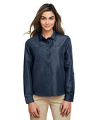 Harriton Ladies' Key West Long-Sleeve Performance Staff Shirt M580LW NAVY Pocket