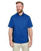 Harriton Men's Tall Flash IL Colorblock Short Sleeve Shirt M586T TR ROYAL/ BLACK Pocket