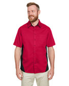 Harriton Men's Tall Flash IL Colorblock Short Sleeve Shirt M586T RED/ BLACK Pocket