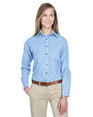 Ultraclub Ladies' Cypress Denim 8966 LIGHT BLUE Pocket