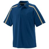 Adult Wicking, 3-Button Polo Shirt NAVY/VEGAS GOLD Pocket
