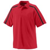 Adult Wicking, 3-Button Polo Shirt RED/BLACK Pocket