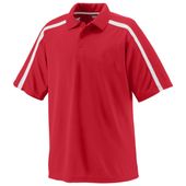 Adult Wicking, 3-Button Polo Shirt RED/WHITE Pocket