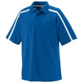 Adult Wicking, 3-Button Polo Shirt ROYAL/WHITE Pocket