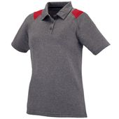 Womens 3-Button, Graphite Heather w/contrasting Shoulder Inserts Polo Shirt GRAPHITE HEATHER/RED Pocket