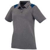 Womens 3-Button, Graphite Heather w/contrasting Shoulder Inserts Polo Shirt GRAPHITE HEATHER/NAVY Pocket