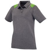Womens 3-Button, Graphite Heather w/contrasting Shoulder Inserts Polo Shirt GRAPHITE HEATHER/LIME Pocket