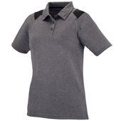 Womens 3-Button, Graphite Heather w/contrasting Shoulder Inserts Polo Shirt GRAPHITE HEATHER/BLACK Pocket