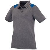 Womens 3-Button, Graphite Heather w/contrasting Shoulder Inserts Polo Shirt GRAPHITE HEATHER/ROYAL Pocket