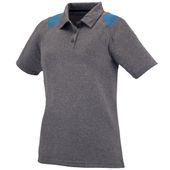 Womens 3-Button, Graphite Heather w/contrasting Shoulder Inserts Polo Shirt GRAPHITE HEATHER/COLUMBIA BLUE Pocket
