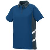 Womens, 2-Color, Vented, Wicking Polo Shirt NAVY/SLATE/WHITE Pocket