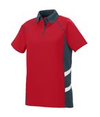 Womens, 2-Color, Vented, Wicking Polo Shirt RED/SLATE/WHITE Pocket