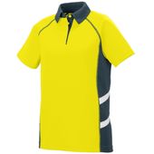 Womens, 2-Color, Vented, Wicking Polo Shirt POWER YELLOW/SLATE/WHITE Pocket